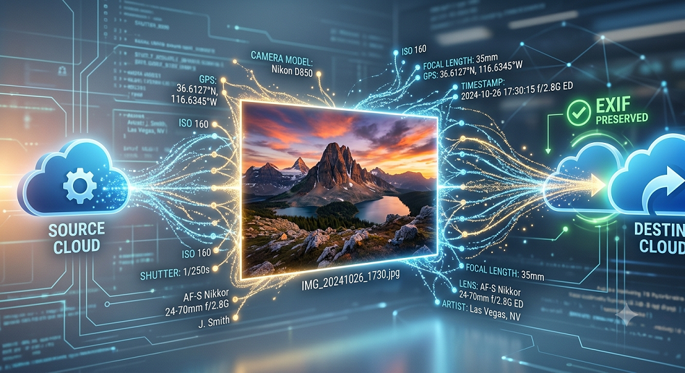 Preserving EXIF Metadata When Transferring Image Assets Between Different Cloud Storage Providers' Native Apps