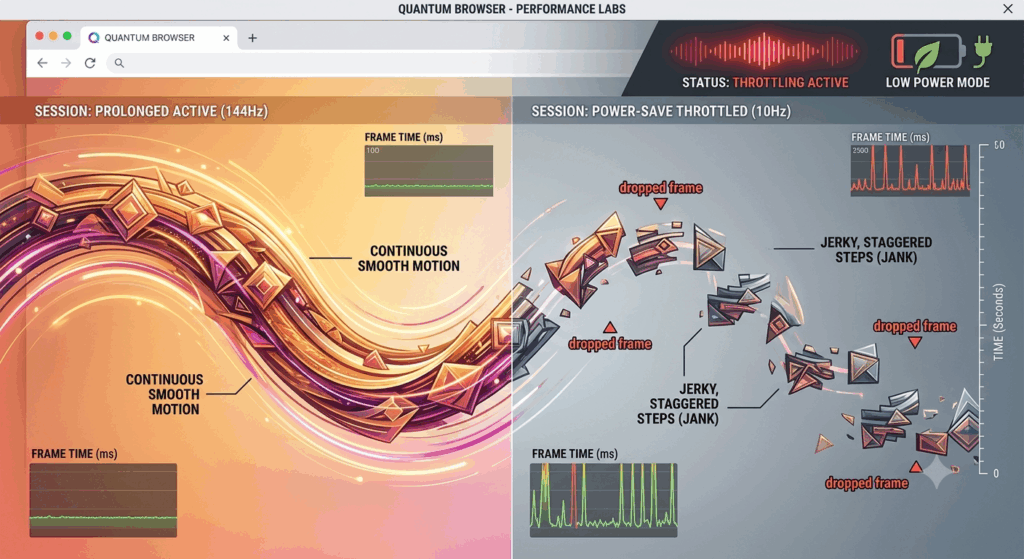 The Impact of Display Refresh Rate Throttling on Web Animation Timings in Prolonged Active Sessions